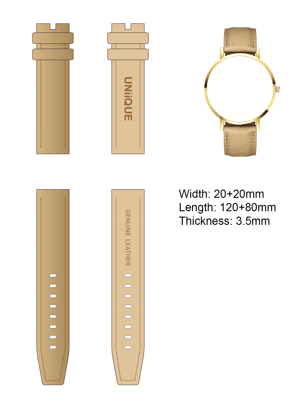 Champagne Leather Watch Band