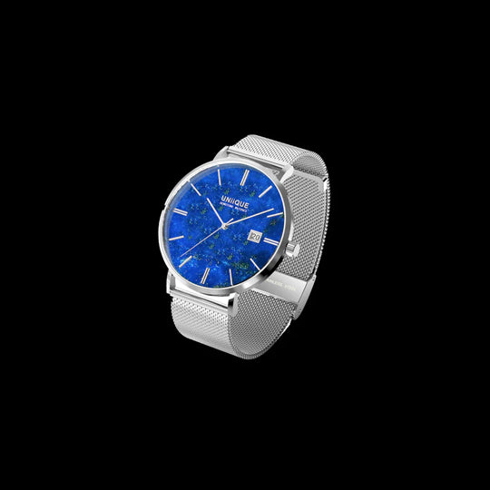 Lapis Lazuli Gemstone Watch with Silver stainless steel watchband